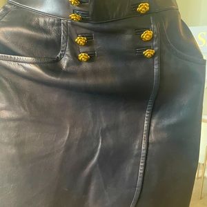 Authentic Boutique CHANEL Black leather Skirt
